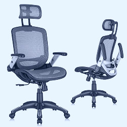 Amazon.com: GABRYLLY Ergonomic Mesh Office Chair, High Back Desk Chair -  Adjustable Headrest with Flip-Up Arms, Tilt Function, Lumbar Support and PU  Wheels, Swivel Computer Task Chair, Grey : Home & Kitchen